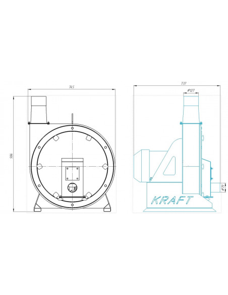 Зернодробилка молотковая KRAFT-7 (7,5 кВт, 700 кг в час) - фото